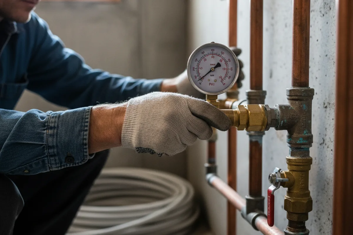 Pressure testing a repaired line during Water Line Repair in Montville